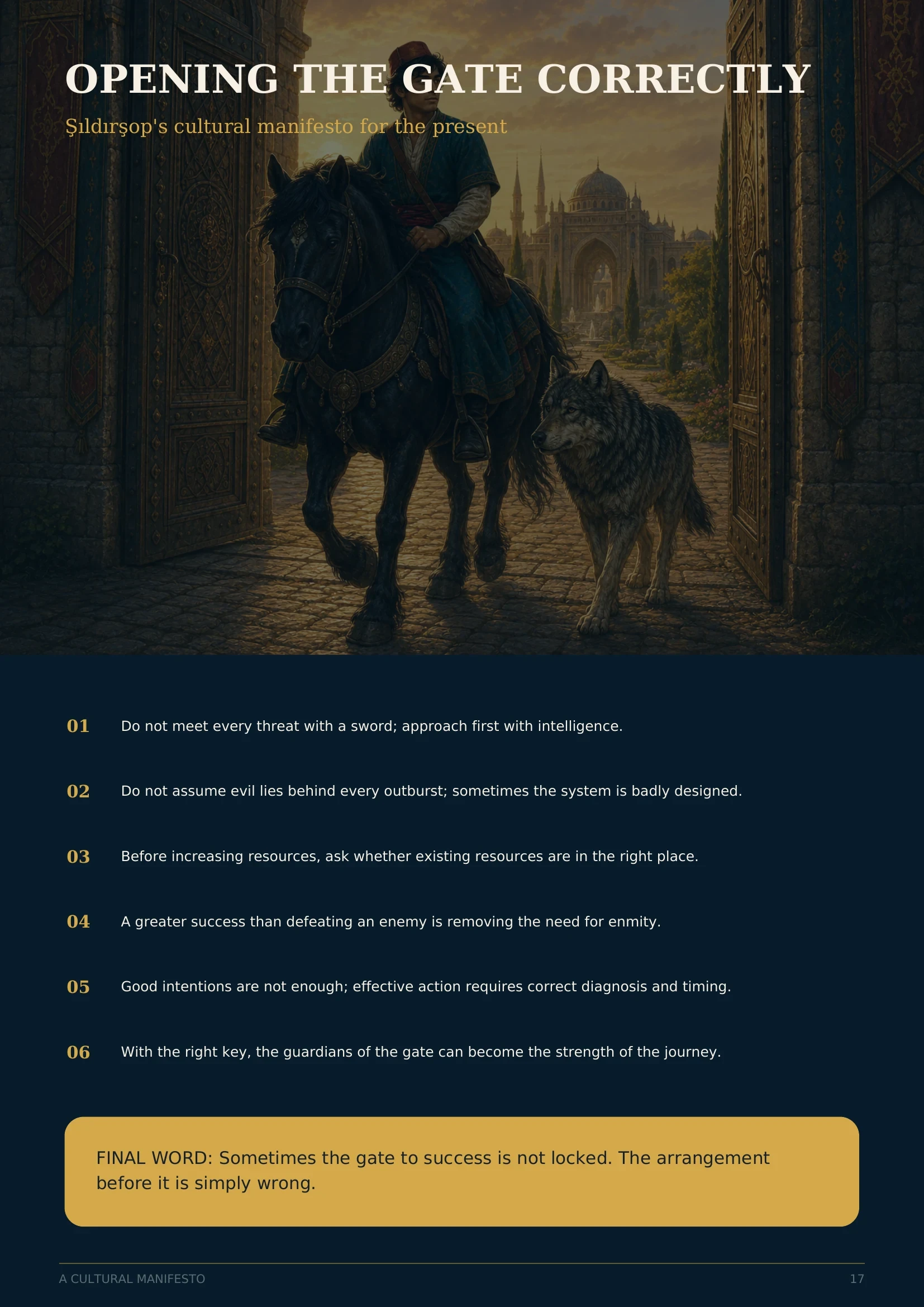 Opening the Gate Correctly — six principles manifesto